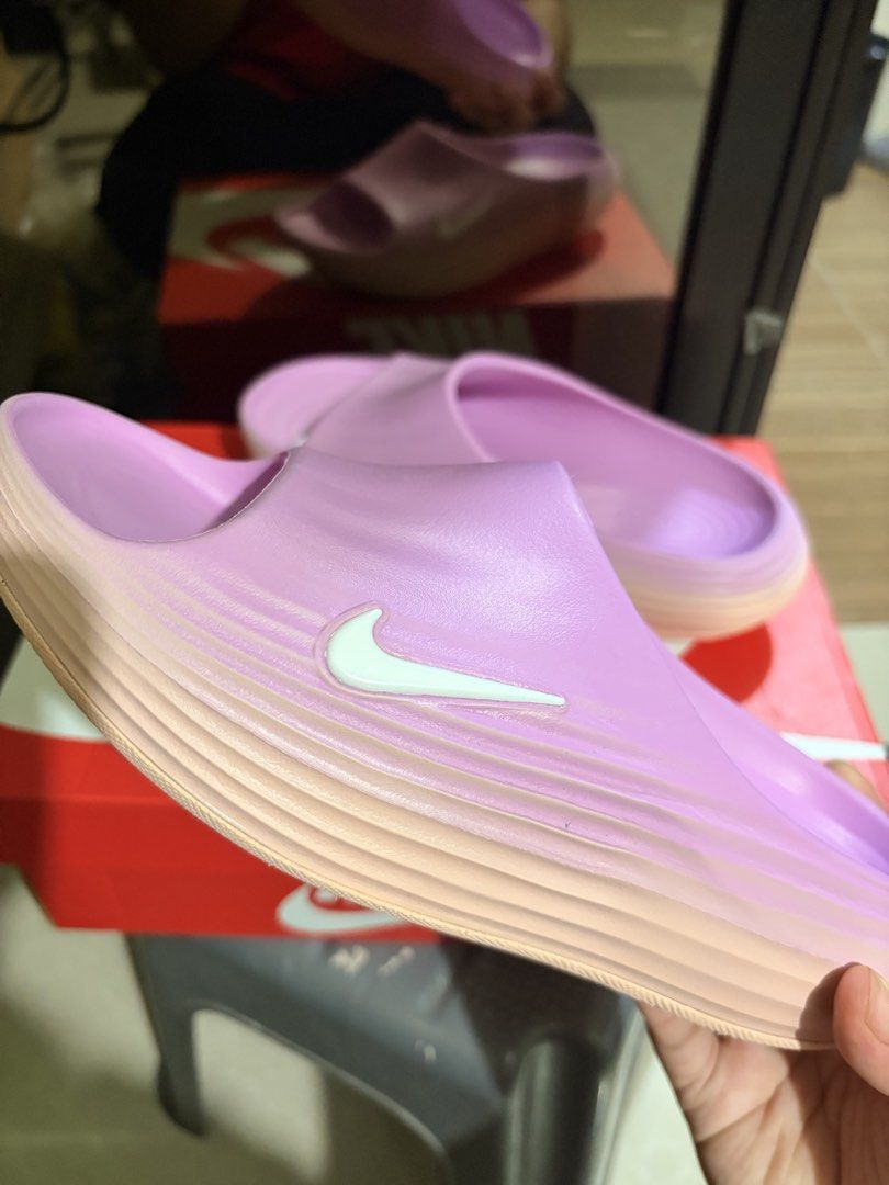 Nike Reactx Rejuven8 Pink (Category: Slippers and slides) located in Manila. Submitted by trixiadixia (Listing ID 1445547834, Image 2). Description: - Original bought from nike store - Pretty pink color with a gradient sole (pink to peach) - Super comfortable for everyday use - Ideal for post-sports recovery - Includes original Nike box -never been use, just bought it..