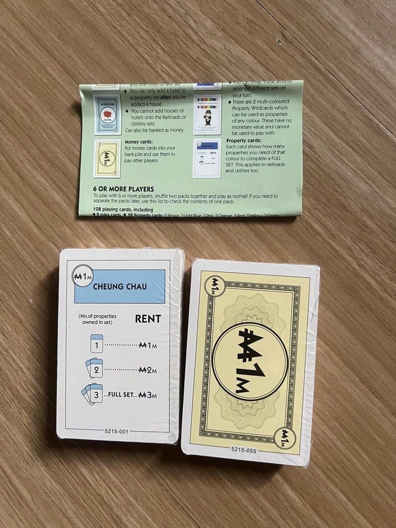 Official Monopoly Deal Card Game (Category: Board Games & Puzzles) located in Makati City. Submitted by nat____ (Listing ID 1445517120, Image 2). Description: - Suitable for ages 8 and up - Play with 2 to 5 players - Includes 108 playing cards - Great for family and friends.