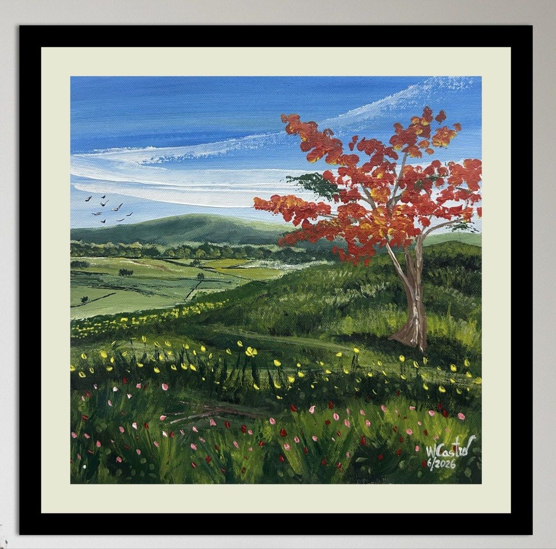 Painting for sale (Category: Art & Prints) located in Makati City. Submitted by cassyrose (Listing ID 1445457297, Image 1). Description: "Fiery" Acrylic on Canvas 12" x 12" (15"x15" feame size included) 2026 Price: 3,100 with frame.