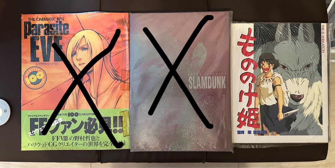 Parasite Eve, Slam Dunk, Mononoke 畫冊(價錢及交收方法請看內文) （分類：漫畫）位於 Hong Kong。 由 kennyma0810 提交（商品編號 1442787111，圖片 1）。簡介： 三本畫冊，Parasite Eve 設定集，有齊 CG 製作。Slam Dunk 係井上雄彥嘅畫集。Mononoke 係幽靈公主嘅動畫設定集。有興趣就快啲問啦！HKD:80 X X 80 星期一至五:(1030-1500,港島線觀塘線荃灣線將軍澳線交收,時間日子到時再夾).(1845-2100,柴灣至北角) 星期六日及公眾假期:(1030-2100,港島線-柴灣至上環,時日日子九龍區到時再夾,有機會不在香港). 可轉數快/支付寶/微訊/CASH，亦可SF到付.。