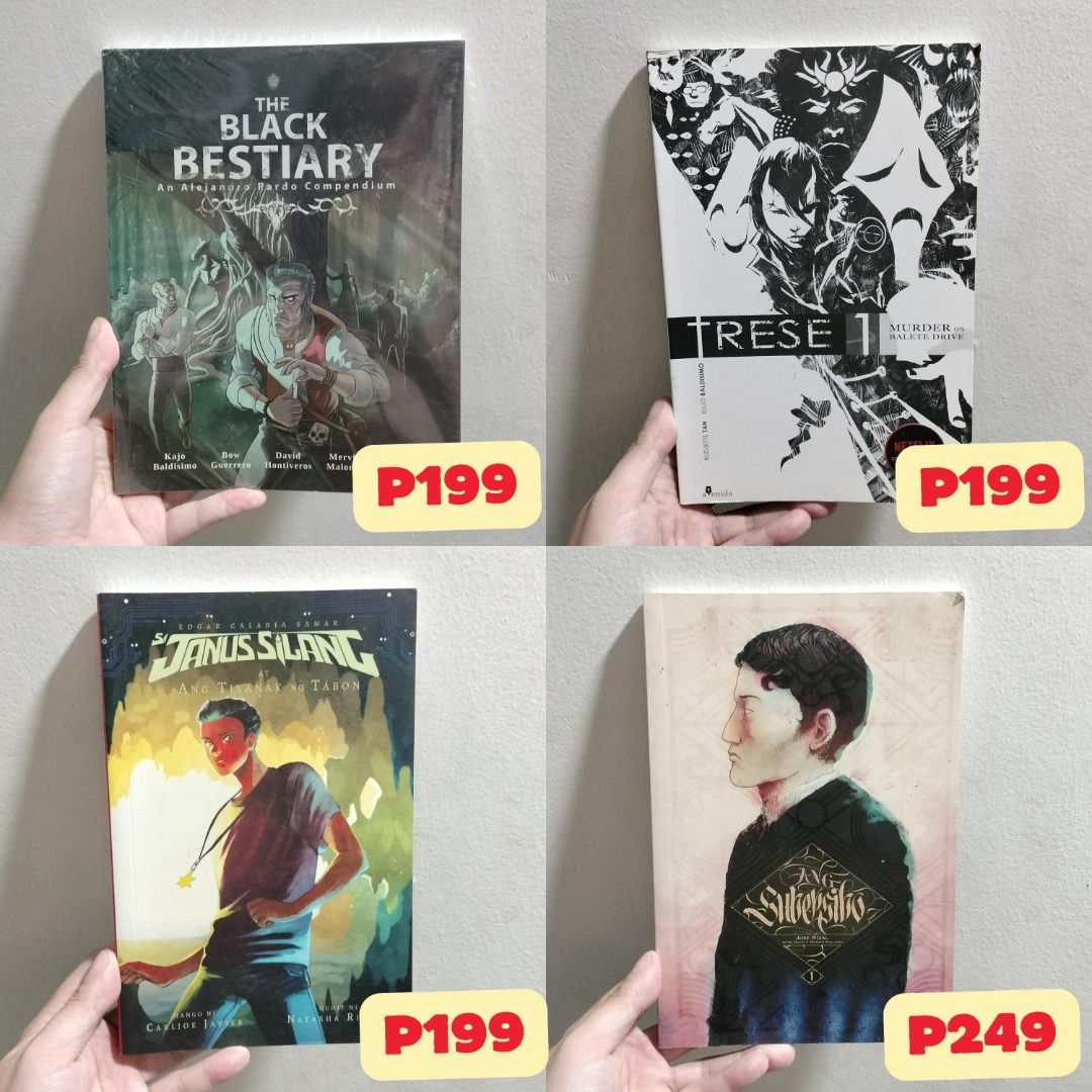 PINOY KOMIKS/GRAPHIC NOVELS (Category: Comics & Manga) located in Antipolo. Submitted by serjyms (Listing ID 1445517728, Image 2). Description: PINOY KOMIKS/GRAPHIC NOVELS [SOLD] 1. Pugad Baboy 6 Pol Medina Jr., Anvil Publishing, Inc., 1998 (7th Printing), 74 pages Issue: Tears on cover, water stain in few pages, cracked spine but complete & intact pages Selling Price: 299+sf [SOLD] 2. Pugad Baboy 6 Pol Medina Jr., Anvil Publishing, Inc., 1998 (3