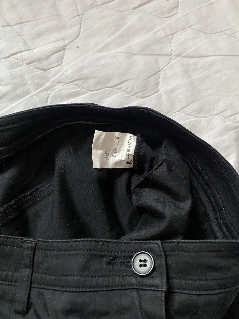 playboy black cropped wide leg pants (Category: Other Bottoms) located in Quezon City. Submitted by viacb (Listing ID 1445490636, Image 3). Description: waist - 28 length - 30 mop: gcash mod: jnt/lalamove *location: quezon city .