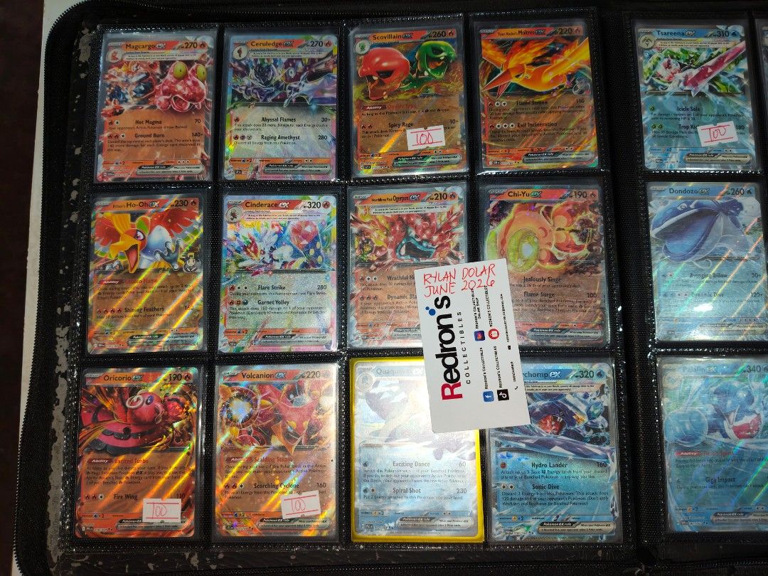 Pokemon Cards Modern Binder Part 2 (Category: Raw Singles) located in Manila. Submitted by redron.dolarrylan (Listing ID 1445605924, Image 3). Description: - Collection of Pokemon TCG cards for sale. - Many holographic and full art cards included. - All cards are kept safely in a binder. - Prices are marked on some cards. - Perfect for collectors! - Feel free to message for more details or specific card photos..
