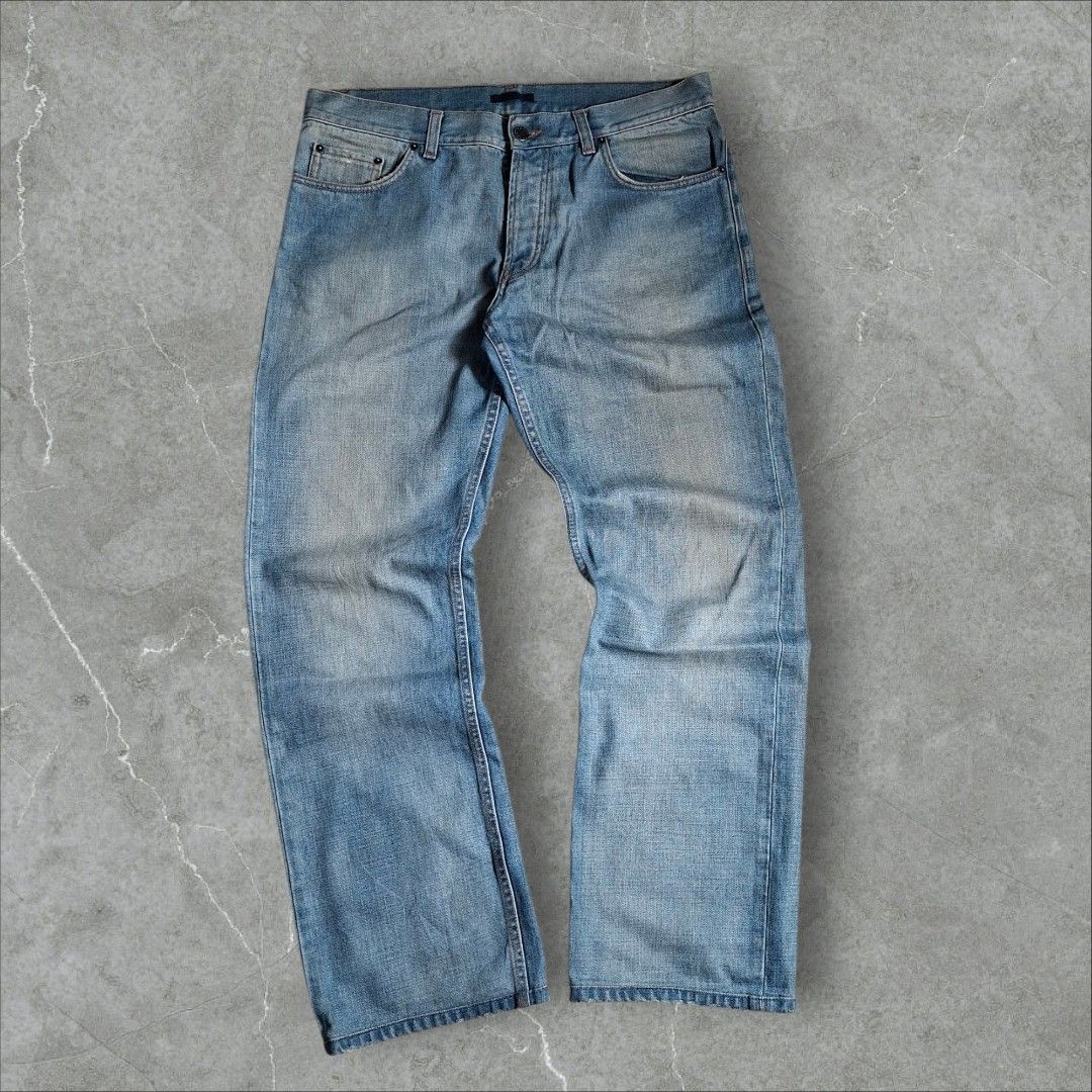 PRADA MILANO Light Wash Denim Jeans Button Fly Size 34 (Category: Jeans) located in Santa Maria. Submitted by xejdm.finds (Listing ID 1445433048, Image 2). Description: Waist - 34 - 36 Lenght - 40 Hem - 9 - Brand: PRADA MILANO - Style: Light wash denim jeans - Closure: Button fly - Pockets: Classic five-pocket styling - Details: Leather logo patch at the back - Size: 34 - Occasion: Great for everyday wear.