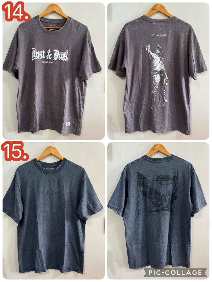 PULL AND BEAR STWD ACID WASHED OVERAIZED SHIRT WITH BACK DESIGN (Category: Tshirts & Polo Shirts ) located in Pasig City. Submitted by _king.declutter (Listing ID 1445585540, Image 1). Description: GRAY 599 CAHRCOAL BLACK 799.