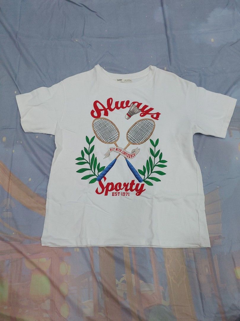 Pull&Bear Sporty Badminton Shirt (S) (Category: Shirts) located in Manila. Submitted by cresseliaz (Listing ID 1445573656, Image 1). Description: SIZE SMALL Sf paid by buyers, please DM for more inquiries! MOD: Lalamove or JnT MOP: GCash.