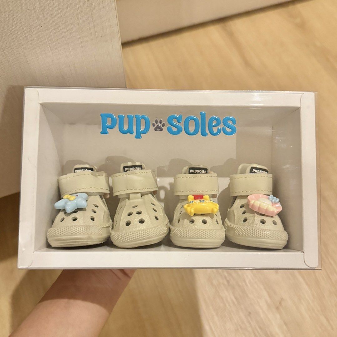 Pupsoles | Pup Kicks Beige (Size 2) (Category: Homes & Other Pet Accessories) located in Marikina City. Submitted by notdb (Listing ID 1445582910, Image 2). Description: used 2x only color: beige size: 2 (see measurements on last photo) #petshoes #pupsoles #dogs.