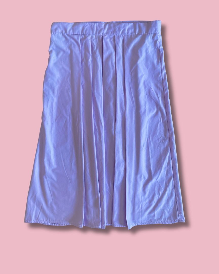Purple A-line Skirt (Category: Skirts) located in Quezon City. Submitted by foundmode (Listing ID 1445430002, Image 2). Description: Handmade 100% cotton Waist 25-26" Hips 34" Slightly warped closure, unnoticeable.