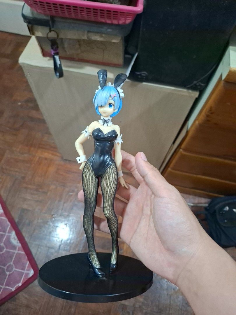 Rem Bunny Girl Figure Re:Zero (Category: Figurines & Statues) located in Manila. Submitted by jkim1 (Listing ID 1445531227, Image 1). Description: - Rem Bunny Girl Figure from Re:Zero - Approximately 8 inches tall - Comes with a black display base - A must-have for any anime fan's collection.