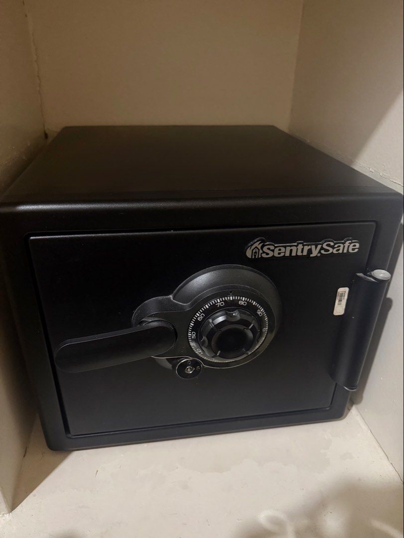 Sentry Safety Vault Fire and Water Resistant (Category: Safe) located in Pasig City. Submitted by bestluxurybuys (Listing ID 1445516052, Image 1). Description: Barely used just attached to a cabinet (will remove once sure buyer) Black Heavy Finish Water and 1hr Fire resistant Bought from handyman for more or less 30k Dm or Vber O92755II747.