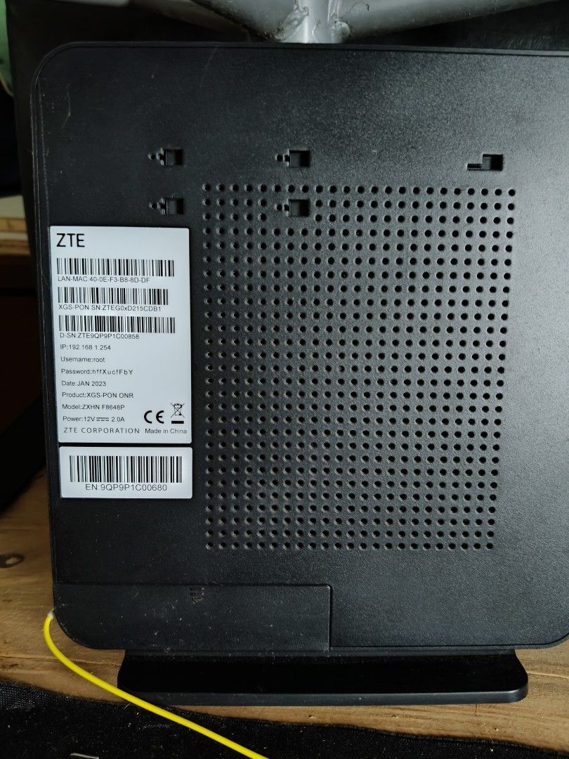 Singtel XGS Optical Network Router ZTE489955434043156481