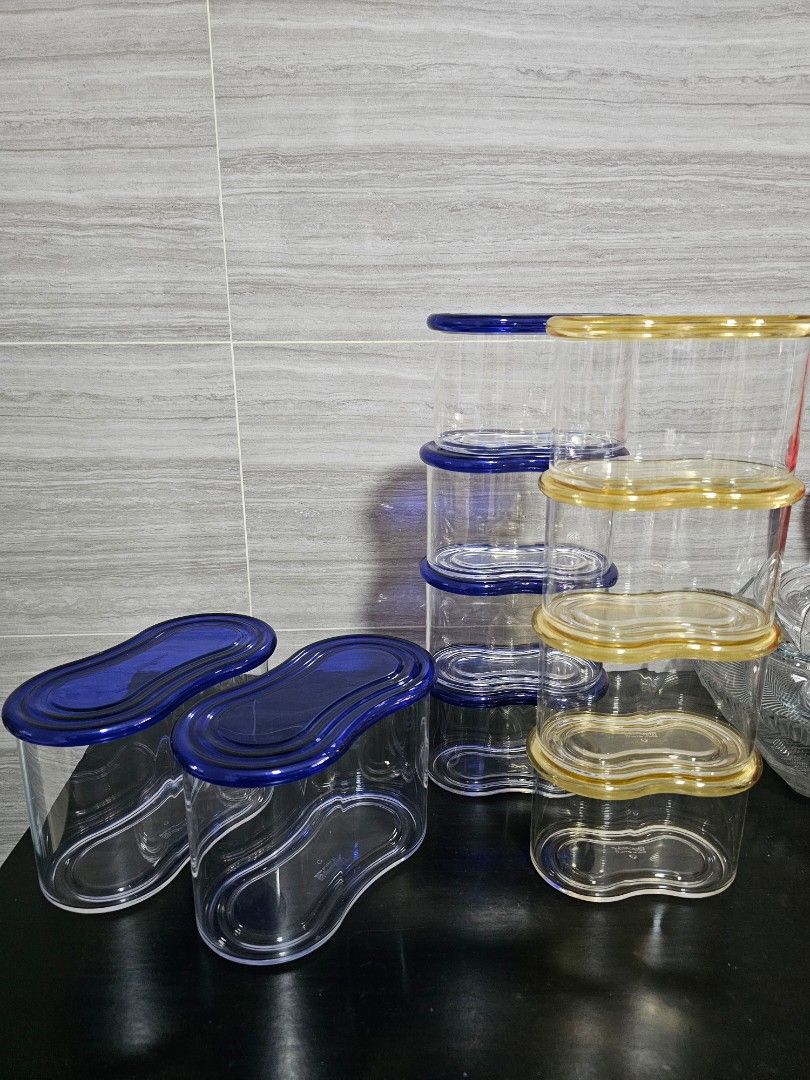 Stackable Clear Storage Acrylic Containers with Blue & Yellow Lids490163519462451200