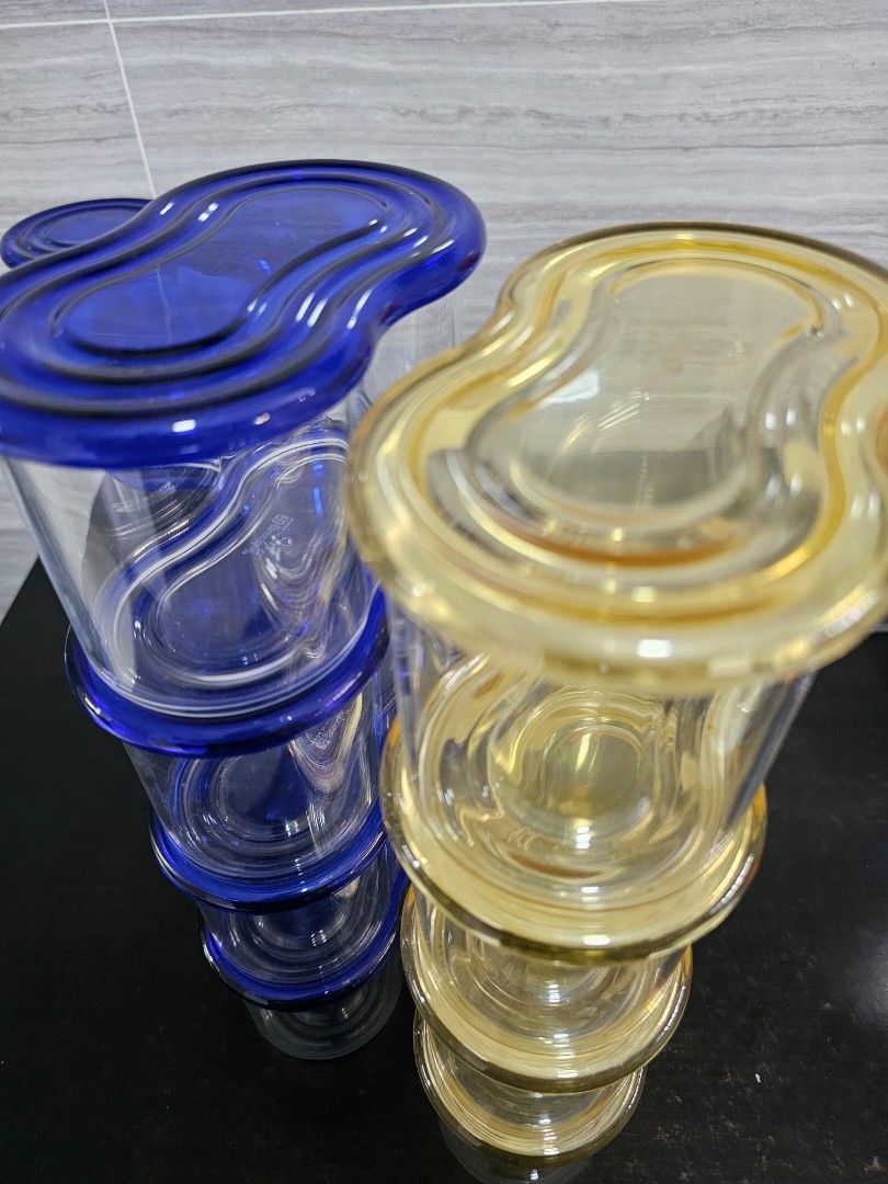 Stackable Clear Storage Acrylic Containers with Blue & Yellow Lids490163519462451203