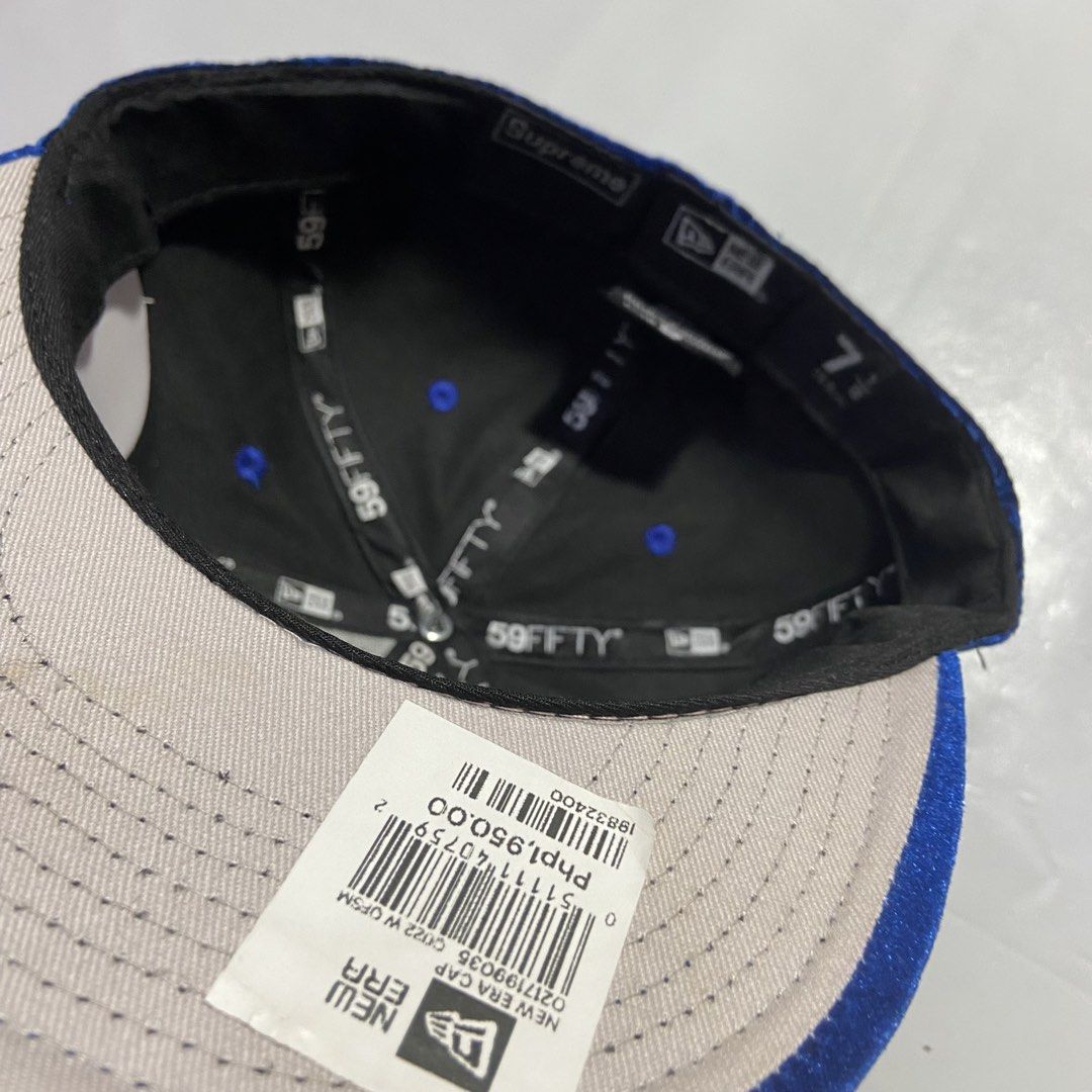 Supreme Velour Box Logo New Era hat (Category: Caps & Hats) located in Manila. Submitted by tepthirft (Listing ID 1445562611, Image 3). Description: Blue Supreme Velour Box Logo New Era hat excellent condition no issue.