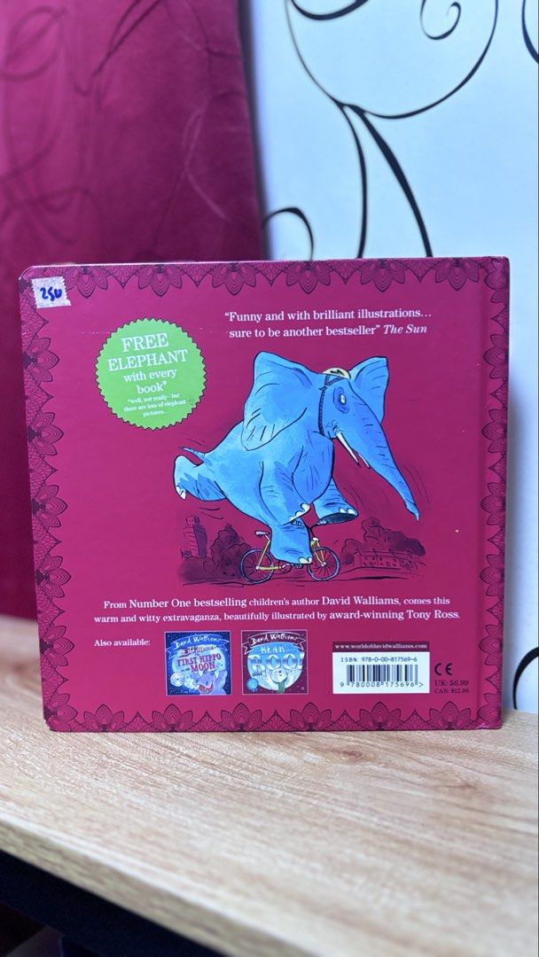 The Slightly Annoying Elephant by David Walliams (Category: Children's Books) located in Manila. Submitted by cuddle.shop21 (Listing ID 1445589174, Image 3). Description: gold spine hard cover board book plus 1 free random book - 'The Slightly Annoying Elephant' by David Walliams - Illustrated by Tony Ross - From a number one bestselling children's author - Warm and witty story - Features great illustrations - Other books available preloved pleas