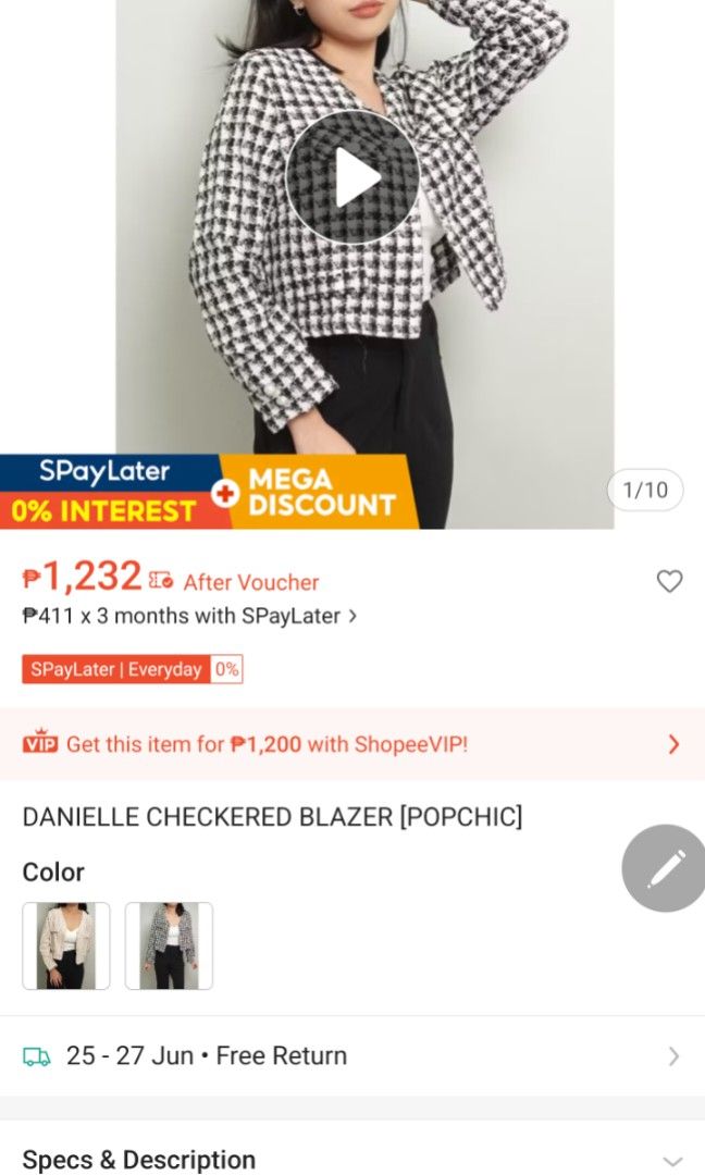 Korean Tweed Vest/Cardigan (Category: Coats, Jackets and Outerwear) located in Bangued. Submitted by pepper_preloved (Listing ID 1445480326, Image 3). Description: Used once only Made in Thailand Fits Small to Medium - Classic houndstooth tweed vest - Black and white pattern - Silver button-down front closure - Ideal for smart casual layering.