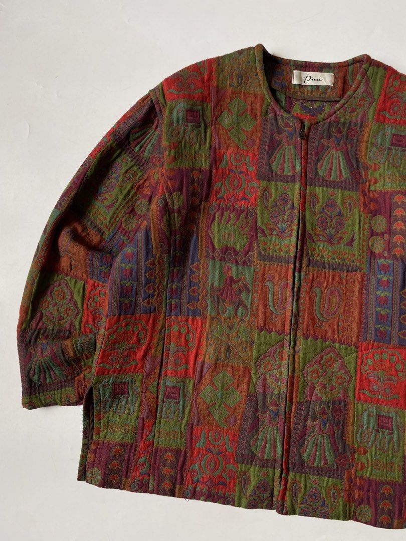 Vintage Picci Patchwork Styled Zip Up Jacket (Category: Coats, Jackets and Outerwear) located in Baguio. Submitted by the_gunstore (Listing ID 1445504493, Image 3). Description: Size tagged: 11BR Issue: None Width:22 Length:25.5 Shoulder:19 Sleeve:20.