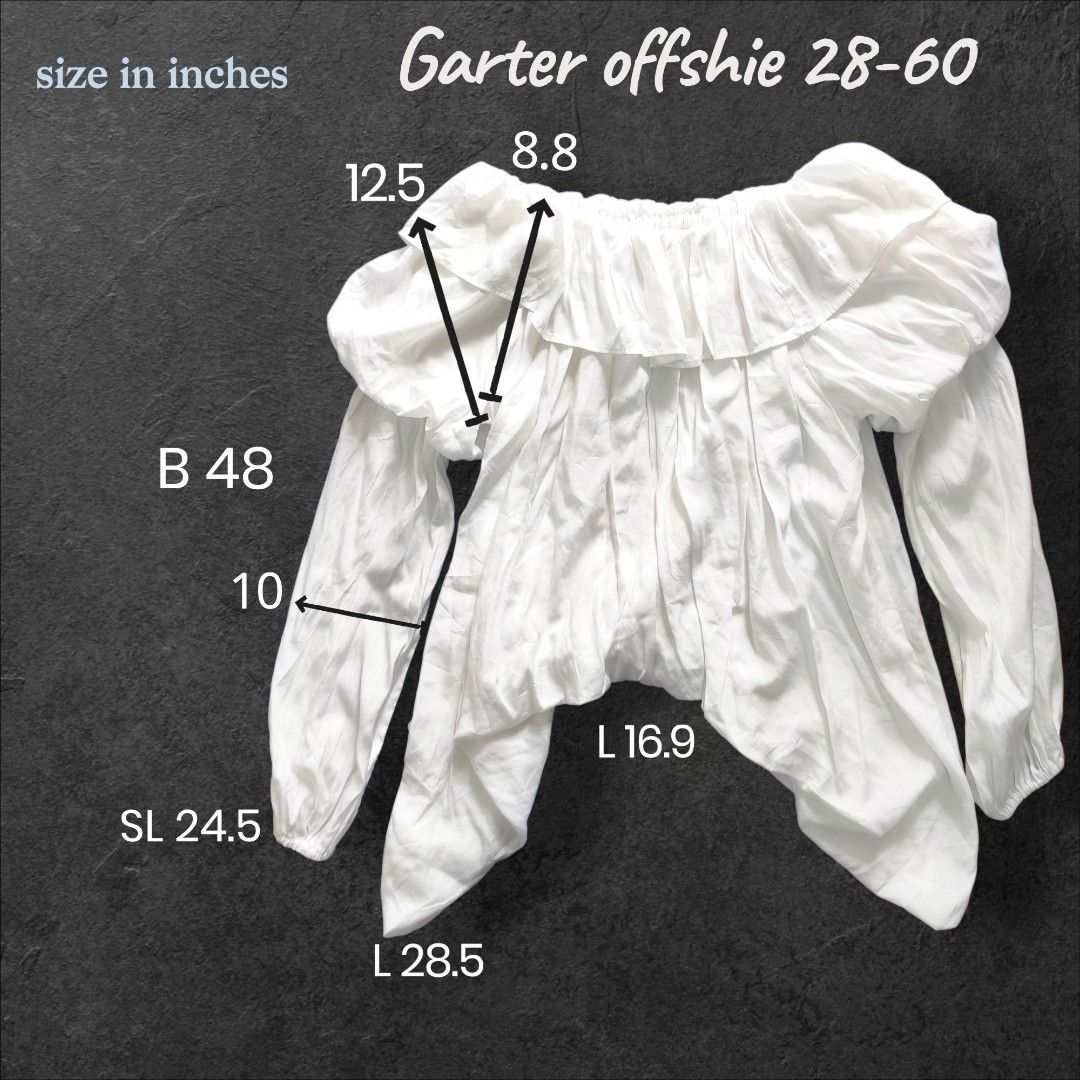 White Off-Shoulder Ruffle Blouse with Puffy Sleeves (Category: Blouses) located in Taguig. Submitted by deyerreC2020 (Listing ID 1445457801, Image 2). Description: sale blouse Chic white off-shoulder top with ruffles and puffy sleeves. Features an asymmetrical hem. Perfect for a standout outfit! Full size on photo Preloved off shoulder tops Nice ruffles loose style L on tag Like new tops Can wear up to XL w/ under lining cotton-polyester viscose 