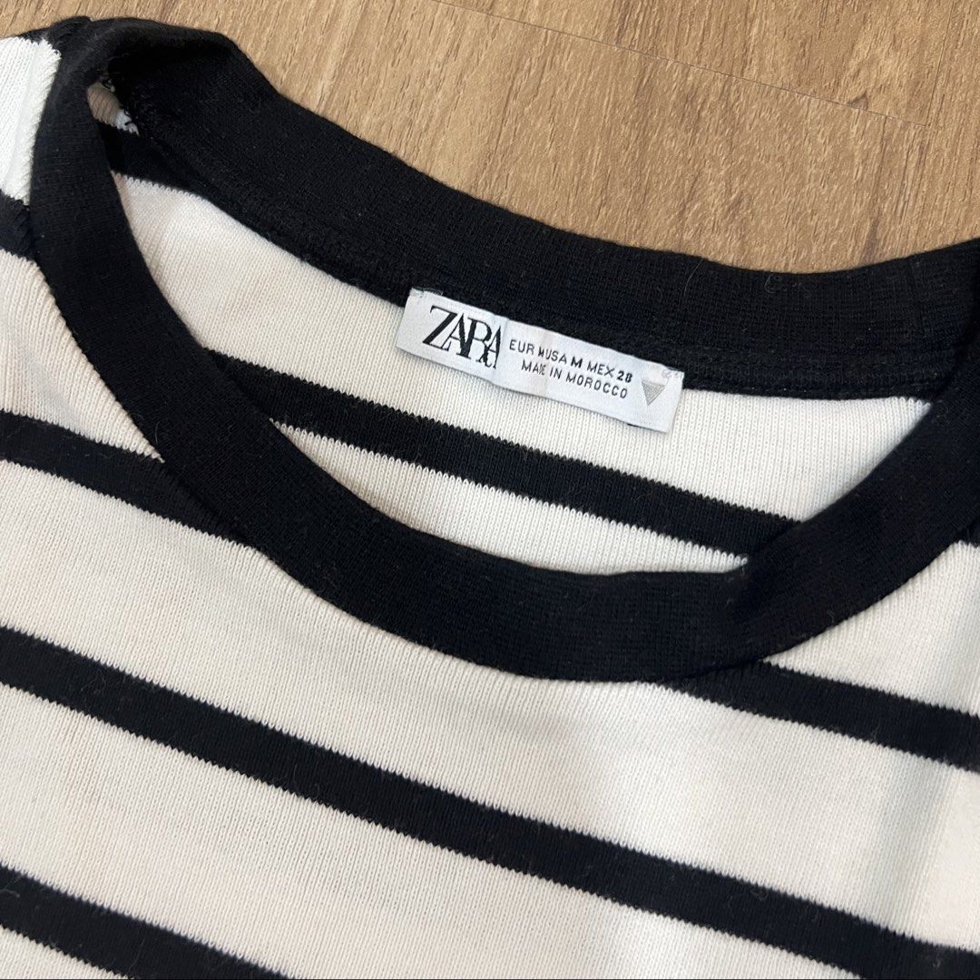 [Zara] Black and White Striped Cropped Tee (Category: Shirts) located in Muntinlupa City. Submitted by shopblank (Listing ID 1445448165, Image 3). Description: Size: Medium Used once Please manage your expectations as these are preloved / used with care items. Minor flaws / discolorations might be present unless/otherwise stated. Note: Actual when worns are included in the post ONLY IF available. Otherwise, I won’t entertain special ww requests. 