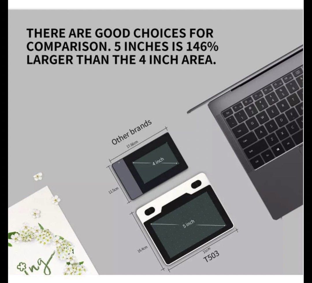 10moons T503 Graphics Drawing Tablet 8192 Levels Pressure Sensitivity (Category: Office & Business Technology) located in Las Pinas. Submitted by ace.bn (Listing ID 1445769154, Image 2). Description: 10moons drawing tablet Used once Can connect to phone and laptop Rfs: decluttering Comes with stylus and USB cable. Sf c/o buyer.