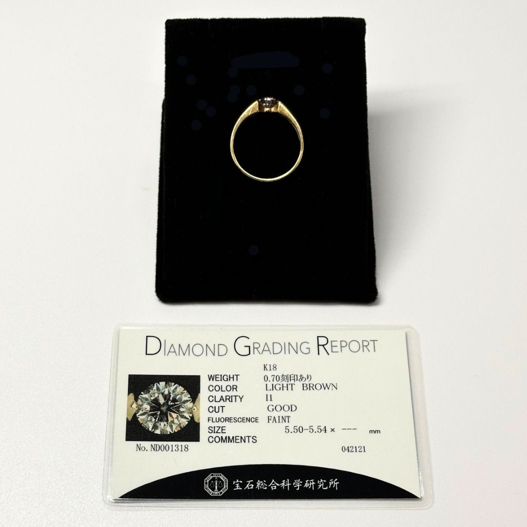 18k Gold Ring with Diamond (Category: Rings) located in Makati City. Submitted by buyme2026 (Listing ID 1445697762, Image 1). Description: 18K gold ring paired with a Diamond Grading Report for a 0.70-carat light brown diamond with I1 clarity..