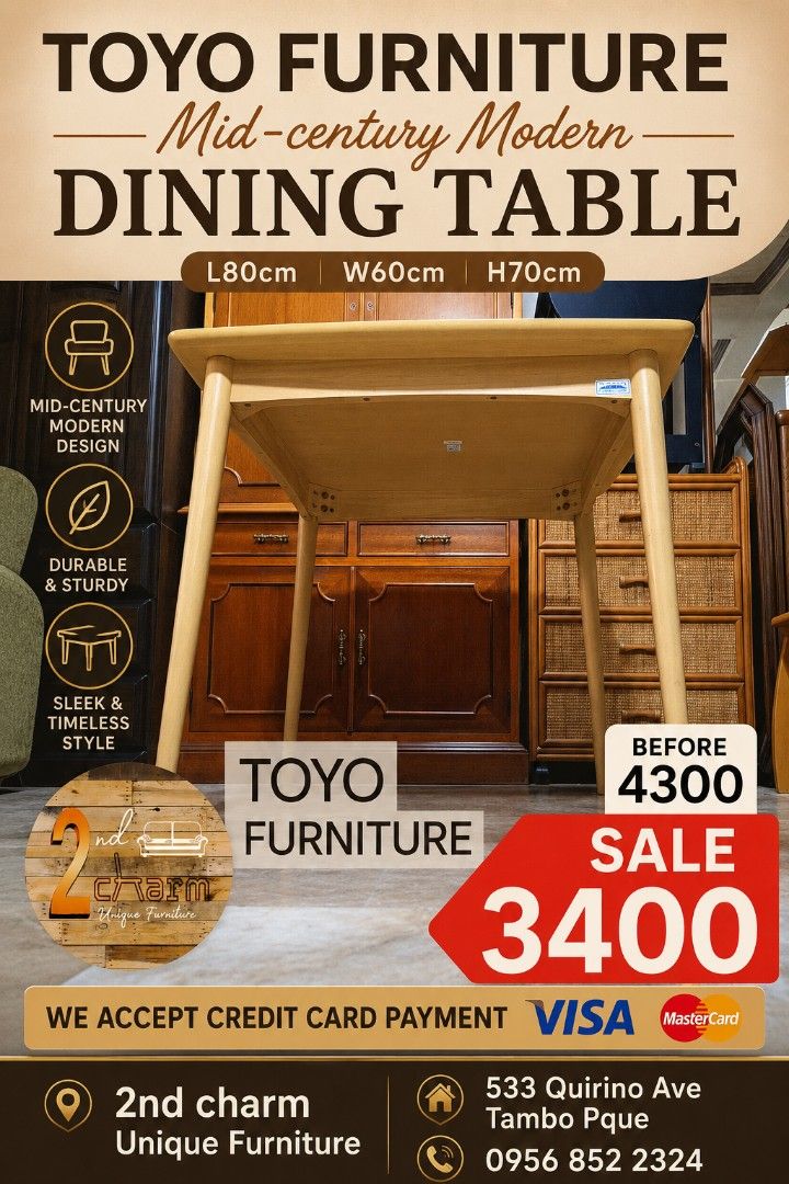 2nd hand 4 seater Mid-century modern dining set | 5pcs (Category: Tables & Sets) located in Paranaque City. Submitted by feybelhaft (Listing ID 1445672889, Image 2). Description: 💳 𝐌𝐨𝐝𝐞 𝐨𝐟 𝐏𝐚𝐲𝐦𝐞𝐧𝐭 ✅ QR Ph Credit Card ✅️ GCash ✅ BDO Bank Transfer ✅ BPI Bank Transfer 📍 𝙋𝙖𝙮𝙢𝙚𝙣𝙩 𝙞𝙨 𝙢𝙖𝙙𝙚 𝙪𝙥𝙤𝙣 𝙥𝙞𝙘𝙠-𝙪𝙥 𝙛𝙧𝙤𝙢 𝙪𝙨..