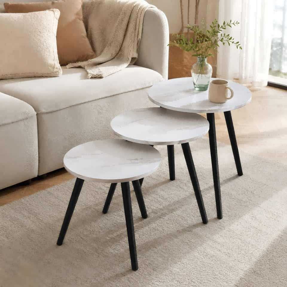 3-piece Nesting Coffee Table Set (Category: Tables & Sets) located in Manila. Submitted by dolorchris69891 (Listing ID 1445620298, Image 2). Description: 3-piece Nesting Coffee Table Set Brown top/ White top - 3,500 Checkered top - 3,700 All Black - 3,800.
