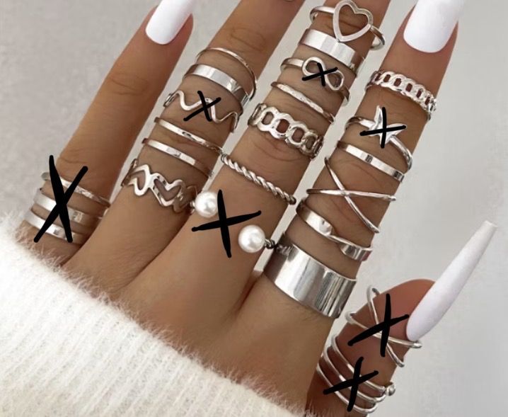 ( 80cents ) silver layering ring stack (Category: Rings) located in Singapore. Submitted by aristylesyou (Listing ID 1445740521, Image 1). Description: crossed out is unavailable $0.8 each .