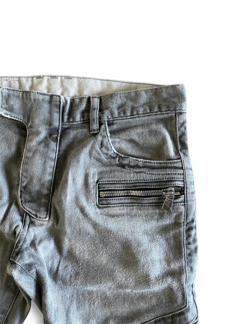 Balmain SS16 Dirty Gray Biker Jeans (Category: Luxury Apparel) located in Bulacan. Submitted by curated_2000 (Listing ID 1445762604, Image 3). Description: waist: 33 front rise: 9.5 thigh: 9.5 inseam: 29 length: 39 hem: 6 -no issue -excellent condition -30 on tag -stone wash -heavy denim -six pockets #balmain #diorhomme #balenciaga #saintlaurent #dior #givenchy #hedislimane #krisvanasche #christophedecarnin.