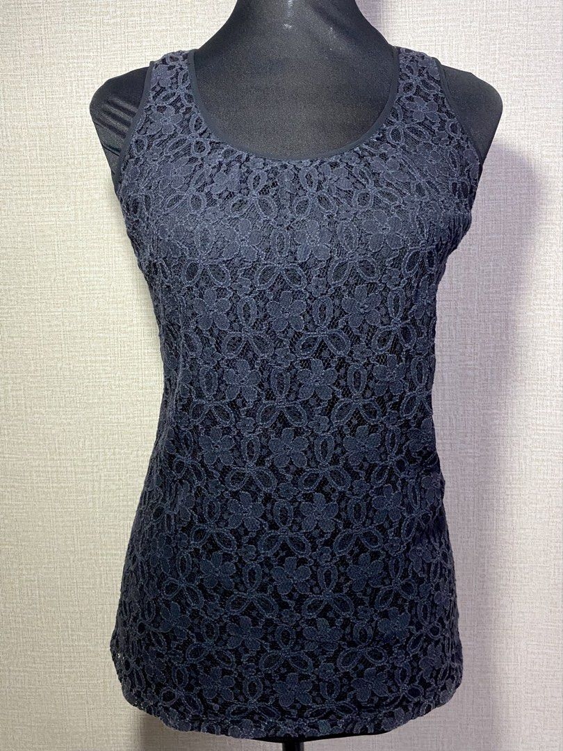 Blanc&Noir Lace Tank Top XL (Category: Sleeveless) located in Manila. Submitted by francl_ (Listing ID 1445729552, Image 1). Description: - Used few times - Still in good cond - RFS: decluttering - Back is see through (same lace pattern).