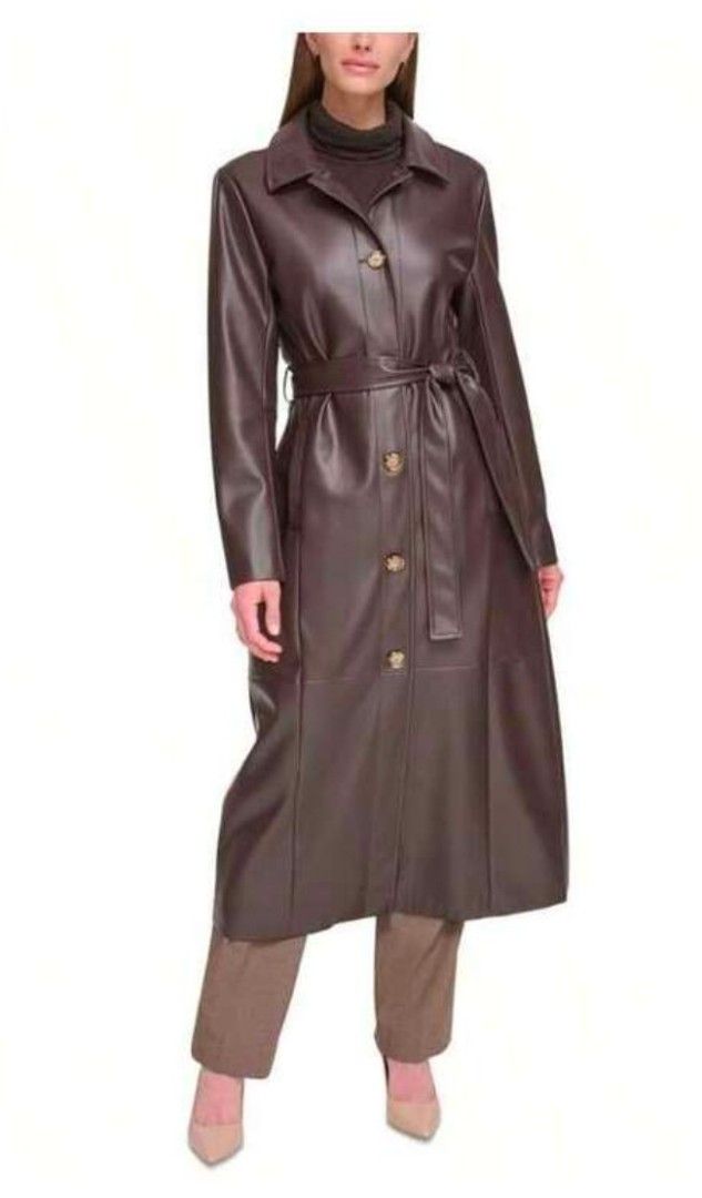 Brown Leather Trench Coat with Belt (Category: Coats, Jackets and Outerwear) located in Quezon City. Submitted by shinereign (Listing ID 1445635795, Image 3). Description: - Long brown leather trench coat - Includes matching belt for a cinched waist - Features a classic collar and button-up front - Versatile styling: dress up or down - Ideal for cooler weather - Made from great quality leather.
