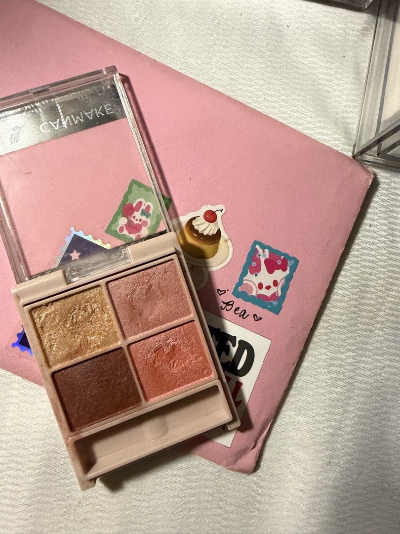 CANMAKE Silky Souffle Eyes Eyeshadow Palette M04 (Category: Makeup) located in Balanga. Submitted by revultured (Listing ID 1445710118, Image 2). Description: - CANMAKE Silky Souffle Eyes eyeshadow palette - Four versatile shades included: - Shimmery Gold (top left) - Soft Pink (top right) - Deep Brown (bottom left) - Peachy Coral (bottom right) - Ideal for creating beautiful everyday looks mop : gcash mod : jnt .
