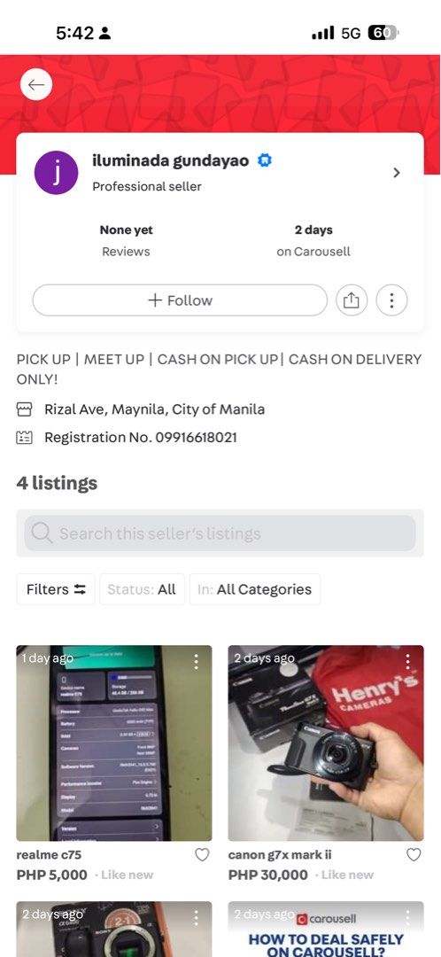 Canon PowerShot G7X Mark II Digital Camera (Category: Cameras) located in Manila. Submitted by tommy7594 (Listing ID 1445613361, Image 3). Description: ‼️ Huwag po kayo makikipag transact dito ! SCAMMER, MAGNANAKAW yan ! .