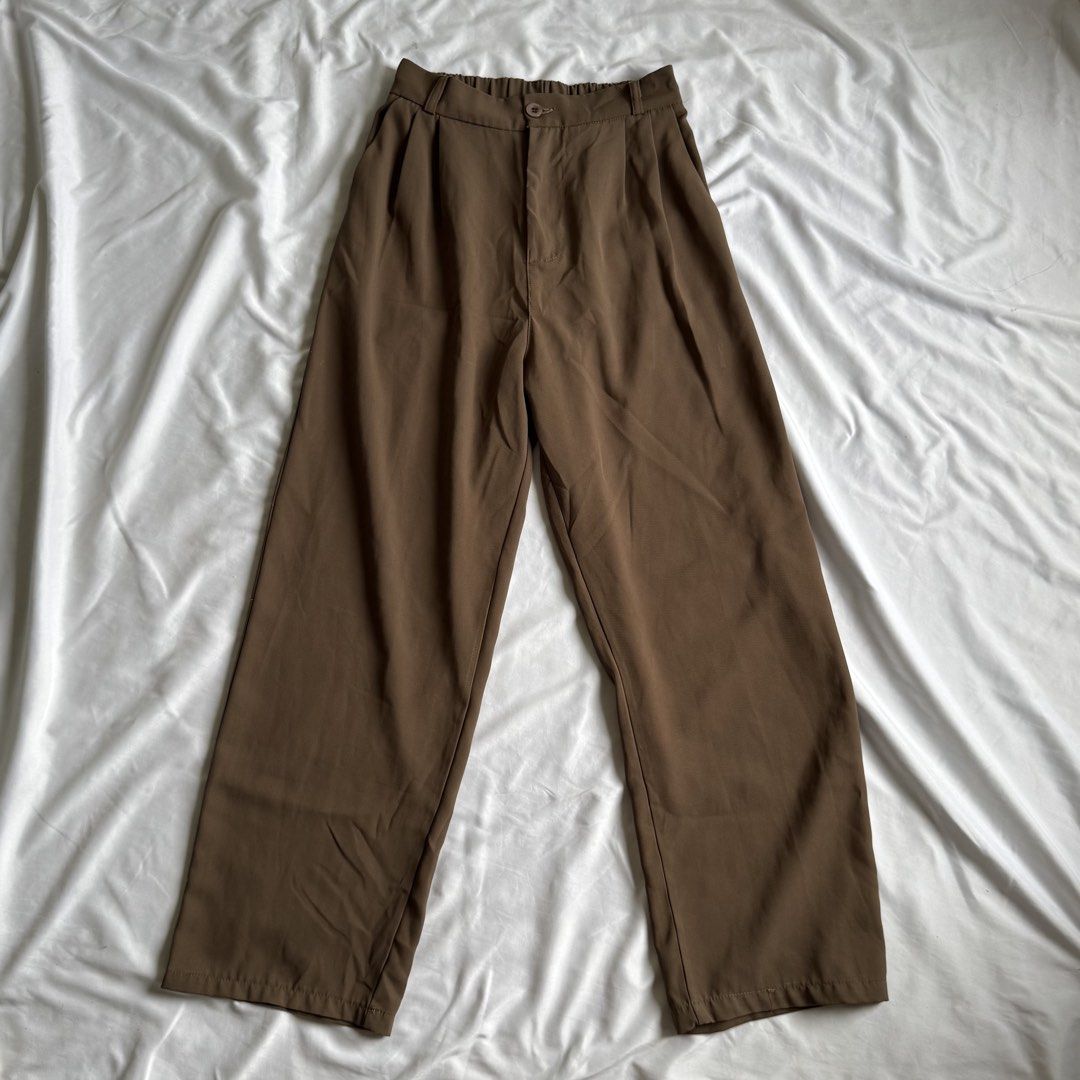 Chocolate Brown Wide Leg Trousers (Category: Other Bottoms) located in Santa Rosa. Submitted by ceyllective (Listing ID 1445726787, Image 1). Description: garterized fit up to 28 waistline :) .