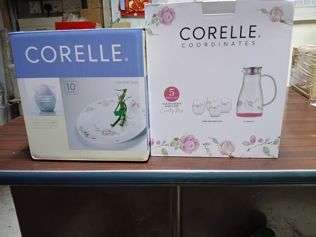 Corelle Country Rose Dinnerware & Drinkware Sets