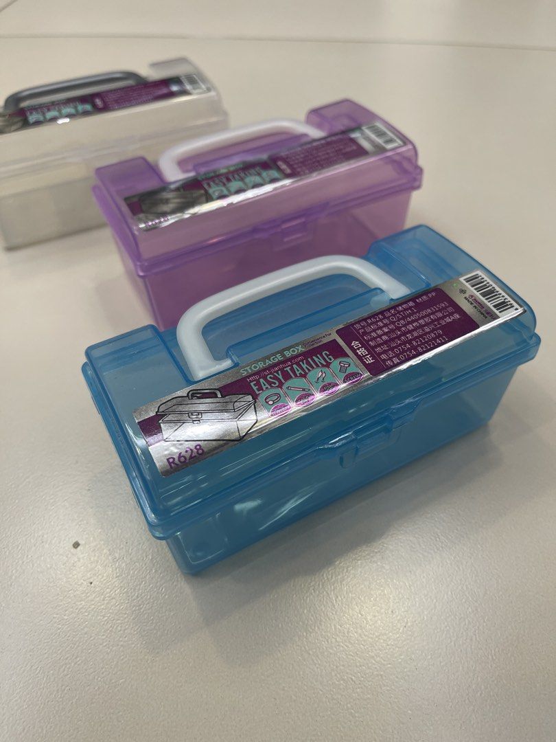 Easy Taking Storage Box R628 with Handle - Assorted Colors (Category: Storage Boxes & Baskets) located in Manila. Submitted by shopandscore (Listing ID 1445698532, Image 2). Description: 160 each. Choose your color - Each box features a handle and secure clasp - Available colors: Clear, Purple, Blue - Ideal for organizing craft supplies, stationery, hardware, and other small items - Compact and stackable design for efficient storage L - 5inch W -