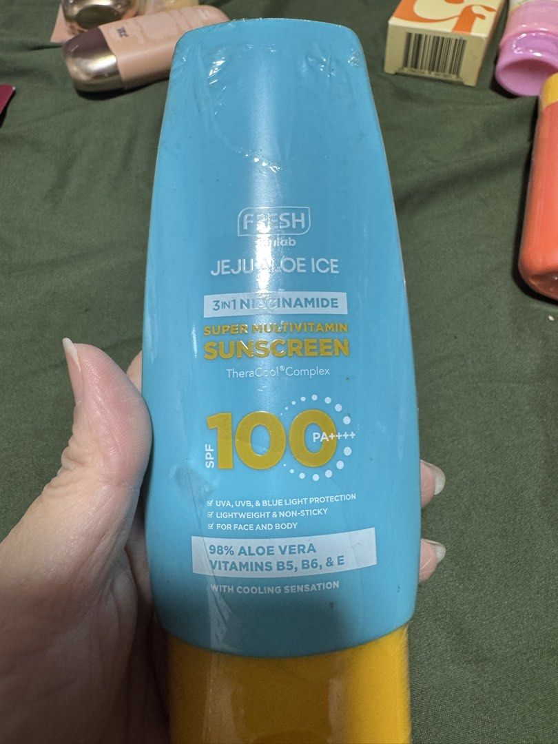 Fresh Jeju Aloe Ice Sunscreen (Category: Face Care) located in Quezon City. Submitted by kthvdmd (Listing ID 1445630201, Image 1). Description: Brand New Check photo for Expiration .
