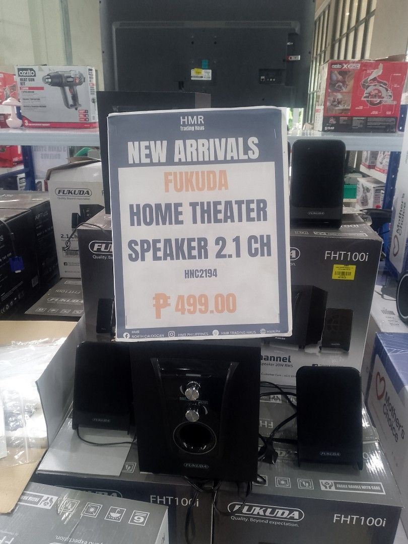 Fukuda Home Theater Speaker 2.1 CH (Category: Soundbars, Speakers & Amplifiers) located in Manila. Submitted by cleverwolf.07545a (Listing ID 1445616232, Image 1). Description: - Fukuda HKC2194 2.1 CH Home Theater Speaker System - Delivers great sound for movies and music - Includes 1 Subwoofer and 2 Satellite Speakers - Perfect for upgrading your home audio setup - Price: P499.00.