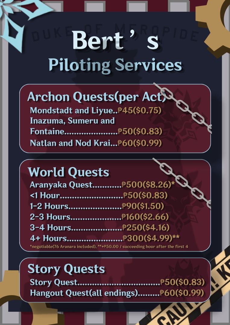 Genshin Piloting Services(First Time Discount!!) (Category: Others) located in Ajuy. Submitted by halcyon.fx (Listing ID 1445687735, Image 3). Description: Discount for First Time Purchases!.