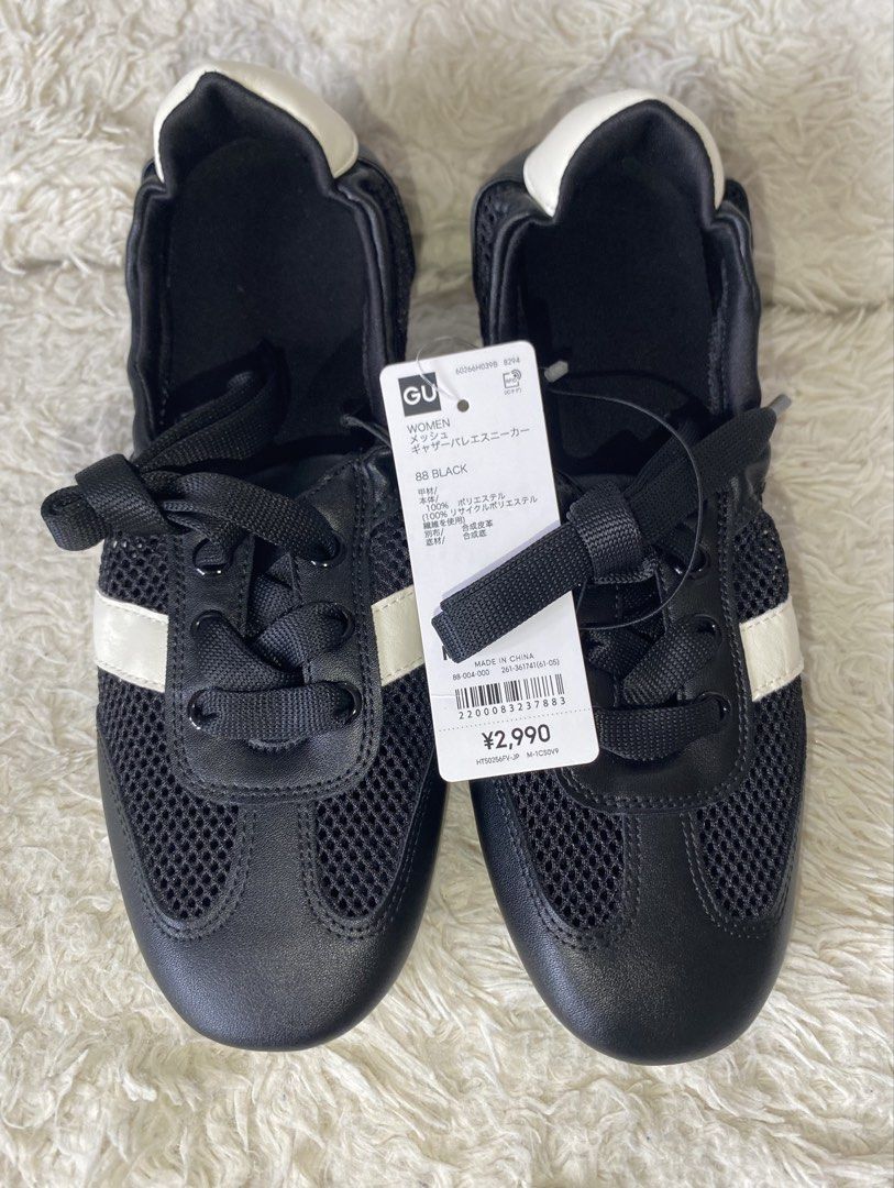 GU JAPAN MESH GATHERED BALLET SNEAKERS (Category: Sneakers) located in Pasig City. Submitted by nakamuraka (Listing ID 1445635513, Image 2). Description: Available On Hand GU JAPAN MESH GATHERED BALLET SNEAKERS Color: Black Size: 23.5/M Bought in Japan .