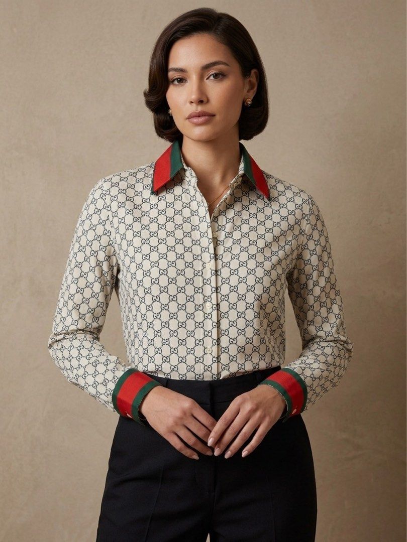 GUCCI MONOGRAM POLO LONGSLEEVE (Category: Luxury Apparel) located in Naga. Submitted by hubthrift2 (Listing ID 1445733094, Image 1). Description: GUCCI LENGTH-25 WIDTH-20 LIKE NEW CONDITION NO ISSUE COLOR RATE-10/10.