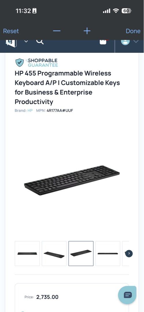 HP 455 Programmable Wireless Keyboard (Category: Computer Keyboard) located in Quezon City. Submitted by lbpapparel (Listing ID 1445634375, Image 3). Description: HP 455 Programmable Wireless Keyboard A/P I Customizable Keys for Business & Enterprise Productivity RFS: I prefer using my laptop’s keyboard Orginal price: 2,735 Price: 2,000.