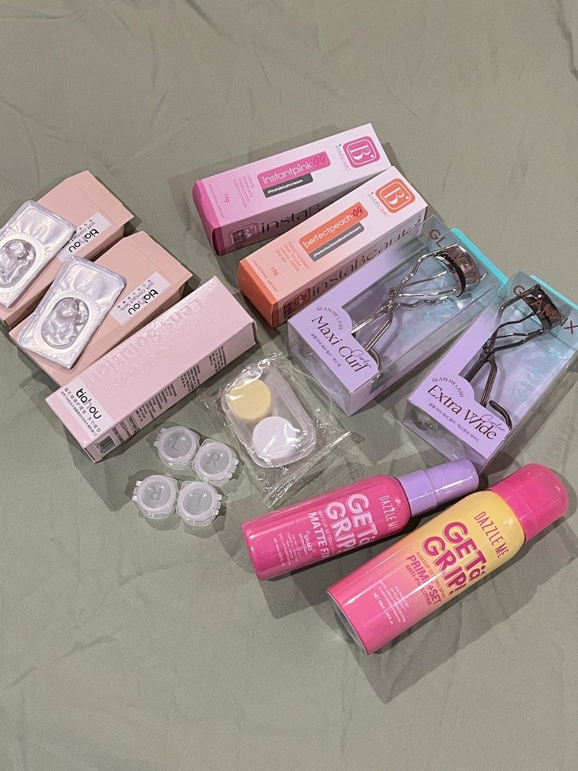 ALL BRAND. NEW InstaBeauté Blushes, Glamify Eyelash Curlers, Dazzle Me Setting Spray BUNDLE (Category: Makeup) located in Legazpi City. Submitted by kissandtellcloset (Listing ID 1445667584, Image 1). Description: ❗️❗️❗️₱850 ONLY❗️❗️❗️ - InstaBeauté Blushes: InstaPink & Perfect Peach - Glamify Eyelash Curlers: Maxi Curl & Extra Wide - Dazzle Me Setting Sprays: Get Grip Matte & Get Grip Prime & Set - Includes contact lens cases and lenses - Ideal 