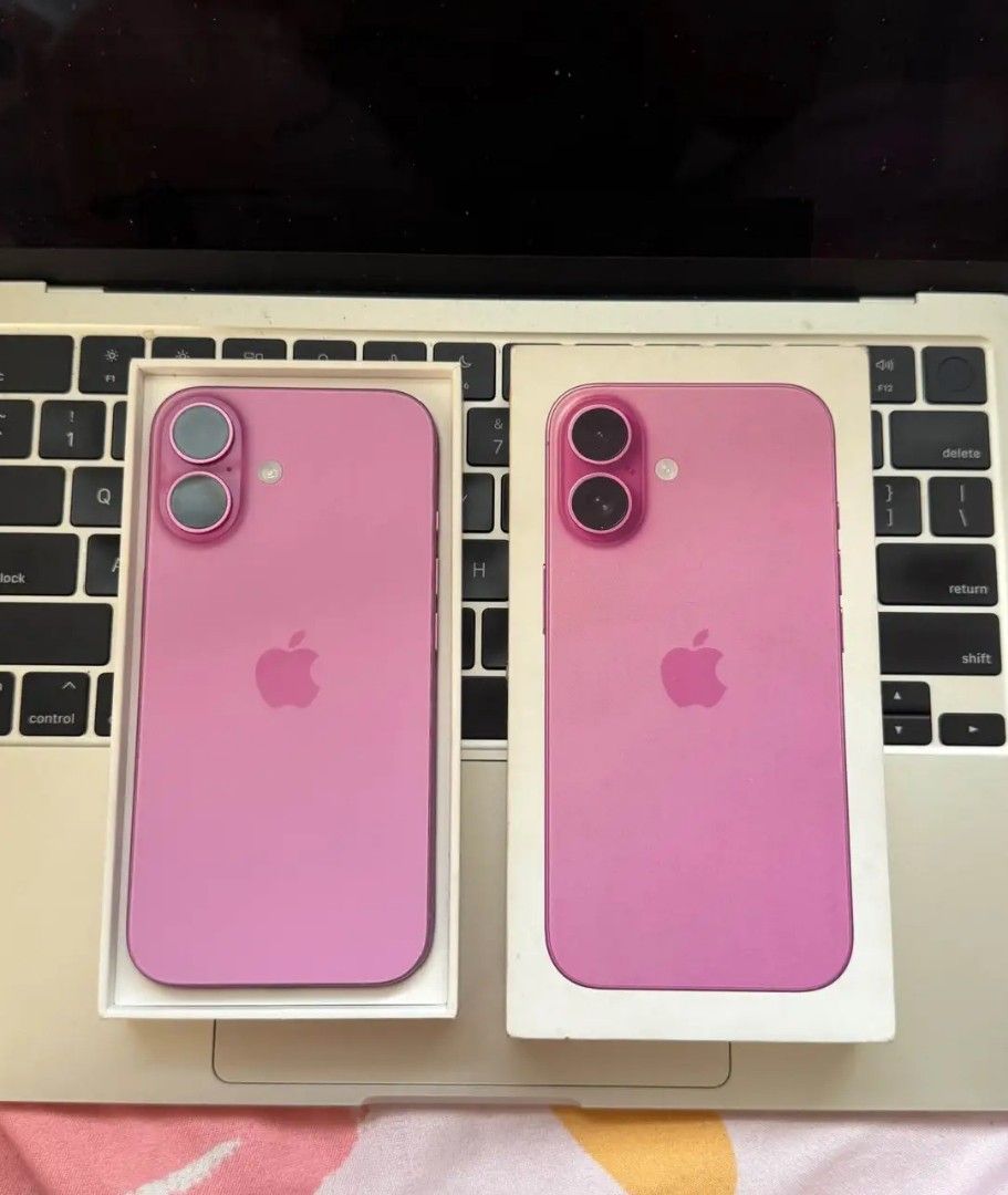 IPHONE 16 PINK 128GB (Category: iPhone 16 Series) located in Las Pinas. Submitted by happyearth_df9502 (Listing ID 1445681760, Image 1). Description: SALE \SWAP iPhone 16- pink 128GB • 7 months old •under warranty until OCTOBER 8 2026 • Battery Health: 100%🔋 • ZP/A Variant 🇵🇭 • NTC Approved • Factory Unlocked (Openline) •CC 157 • All working • No issues Inclusions: • Case • Charging Cord • original box.