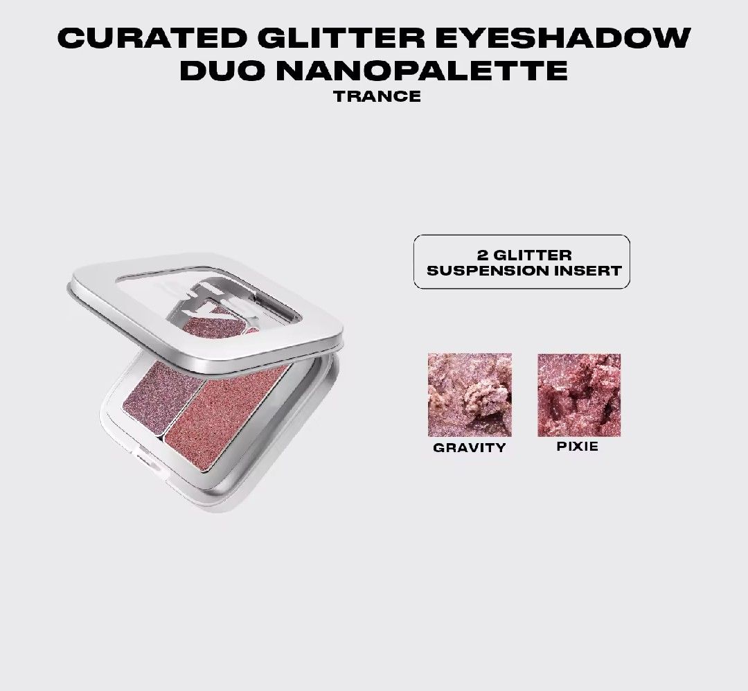 Isyy & Co- Curated Glitter Eyeshadow Duo Nanopalette (Category: Makeup) located in Pasig City. Submitted by clarsethsof.ph (Listing ID 1445715721, Image 2). Description: Condition- used twice Color- Trance -good condition rfs: decluttering.