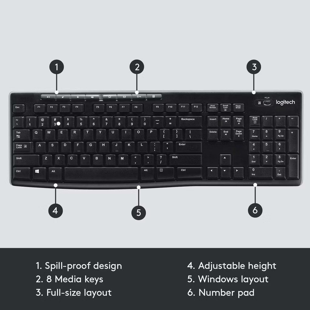 K270 Logitech Fullsize Wireless Keyboard490939907981322245