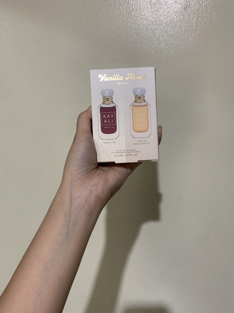 Kayali Vanilla Musk Mini Duo Set (Category: Fragrance & Deodorants) located in Pasig City. Submitted by declutterapparel (Listing ID 1445728392, Image 1). Description: - Kayali Vanilla Musk Mini Duo - Set includes Vanilla 28 and Musk | 19 Eau de Parfum - Ideal for travel or trying out the scents - Brand new & authentic .