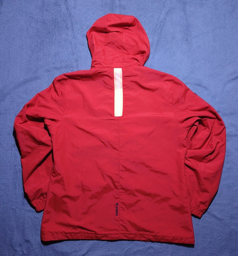 K-Swiss Jacket (Category: Coats, Jackets and Outerwear) located in Cebu City. Submitted by drapdrapdrap (Listing ID 1445767770, Image 2). Description: Brand: K-Swiss Jacket (Good for Running) Price: 500php + SF 💸💸💸 Dimension/Size: Medium Width-22 , Length-26 1/2 Condition: 9 Color: Scarlet Issues: None MOP: GCASH Location: Mandaue CC, Cebu CC. Ship Via: Lalamove, J&T, JRS, LBC ✈️🛥️🛵 PM if interested. GOD SPEED! ⚡.