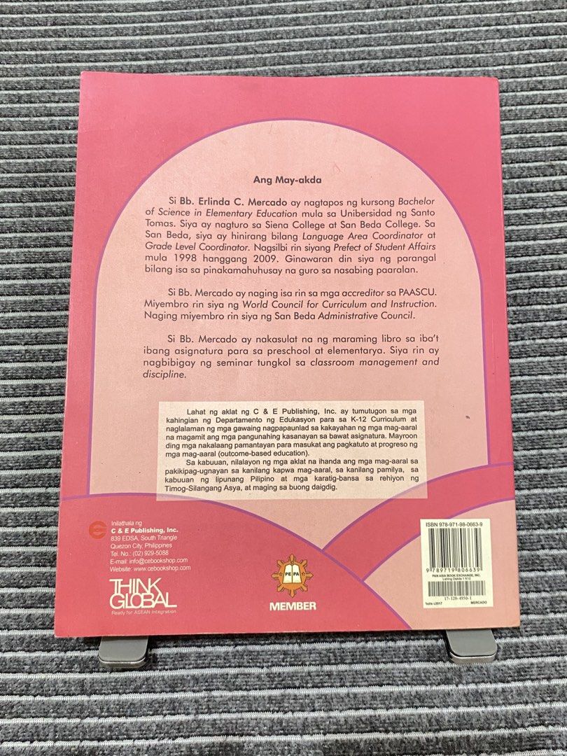 Lahing Dakila Grade 1 Textbook (Category: Textbooks) located in Quezon City. Submitted by reysiyel (Listing ID 1445651139, Image 2). Description: - Lahing Dakila Textbook for Grade 1 - Aligned with the K-12 Curriculum - Authored by Er. Linda C. Mercado and May-Akda - Published by C & E Publishing, Inc. - actual state shown in posted photos to manage expectations - bought brand new fr a Recto Bookstore via orange app, with a stamp on the last page