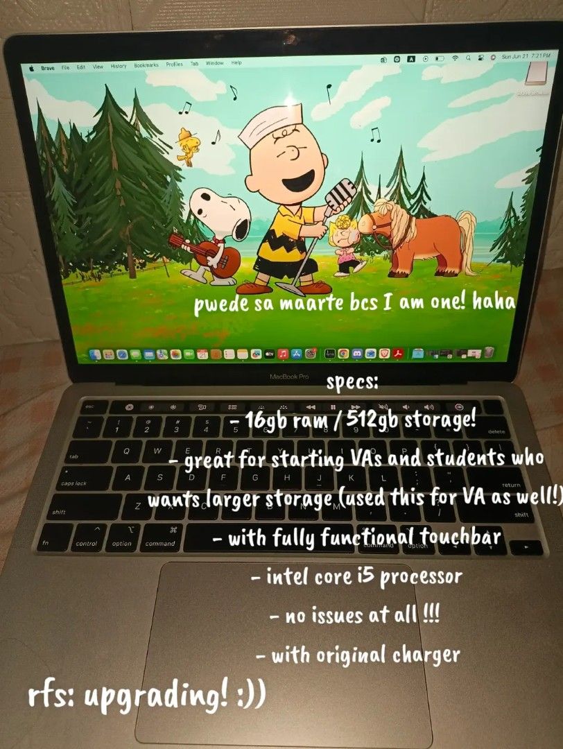 Macbook Pro 2020 16gb / 512gb (Category: Laptops & Notebooks) located in Manila. Submitted by winterminjeongie (Listing ID 1445723404, Image 1). Description: All the details are in the pics! :) if u need more questions pls send me a message here if only ure a sure buyer po..
